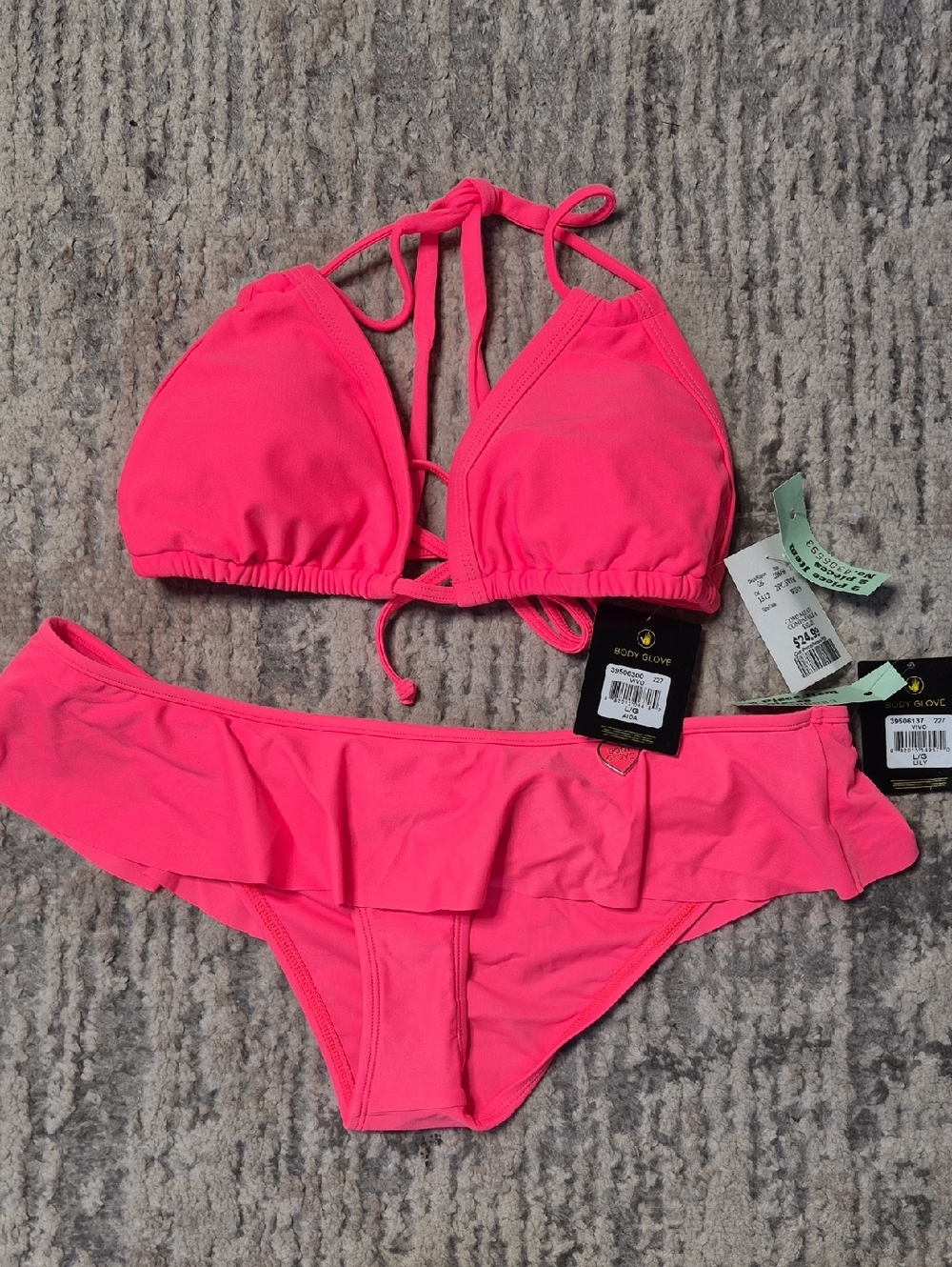 Body Glove Hot Pink Ruffle Bikini Set
